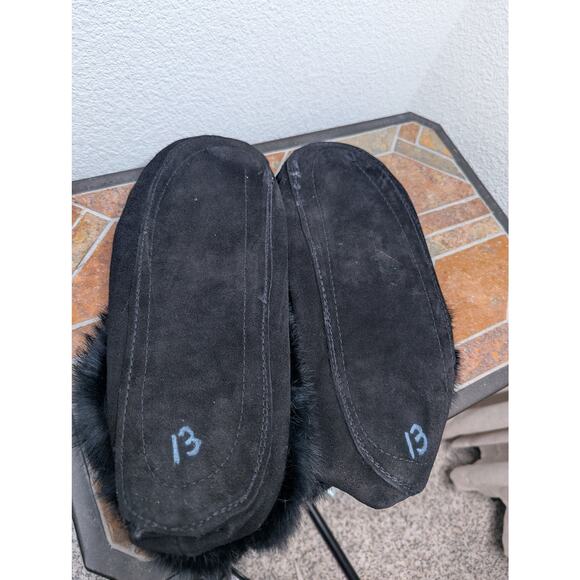 Genuine Rabbit Fur Men\'s Black Slippers 13 Soft Sole Lounge Casual Cottagecore main image 4